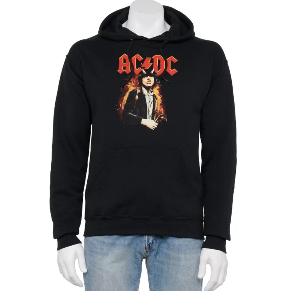 AC/DC Hoodie Sweatshirt Mens Size Large Black Licensed NWT